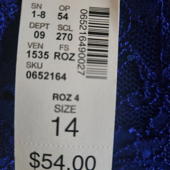 ROZ & ALI - Blue Floral Sequin Designer Dress Size 14 - Picture 5 of 5